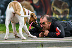 Mann und American Bulldog