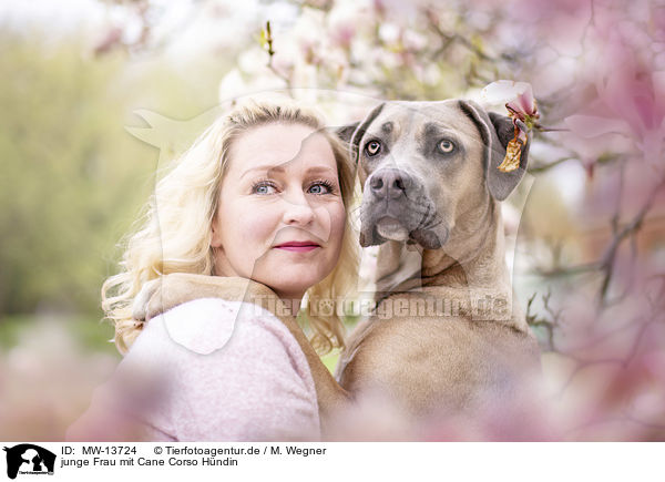 junge Frau mit Cane Corso Hndin / young woman with Cane Corso / MW-13724