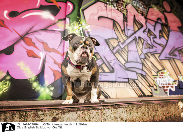 Olde English Bulldog vor Graffiti / JAM-03064