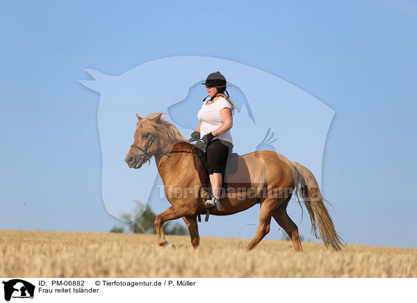 Frau reitet Islnder / woman rides Icelandic Horse / PM-06882