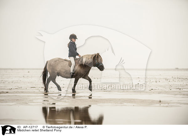 Mdchen reitet Shetland Pony / girl rides Shetland Pony / AP-12717