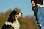 Frau mit Australian Shepherd