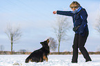 Frau mit Australian Shepherd