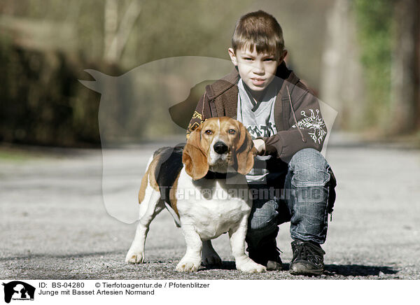 Junge mit Basset Artesien Normand / BS-04280