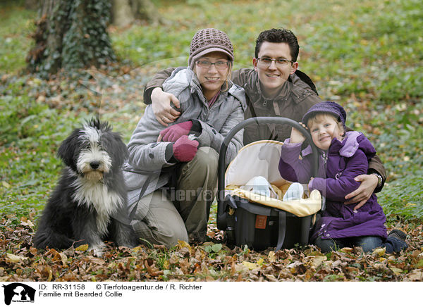 Familie mit Bearded Collie / RR-31158