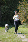 Jogger mit Bearded Collie