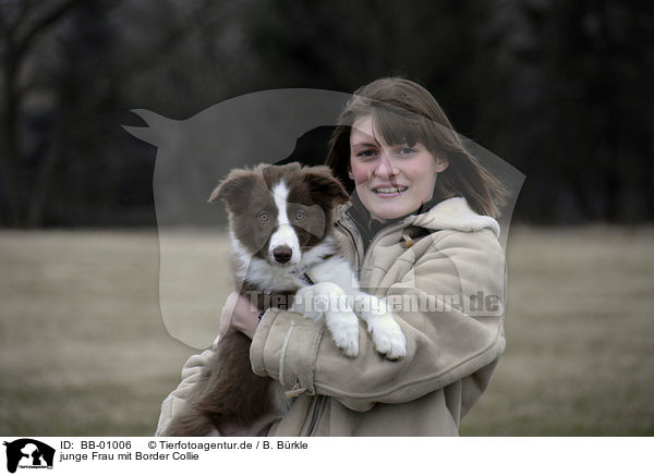 junge Frau mit Border Collie / young woman with Border Collie / BB-01006