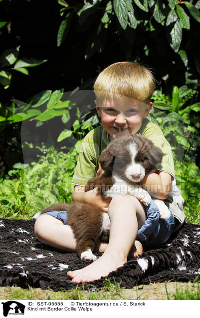 Kind mit Border Collie Welpe / SST-05555