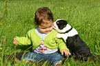 Kind und Boston Terrier Welpe