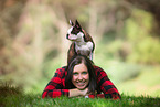 Frau und Boston Terrier