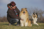 Frau mit Langhaarcollies