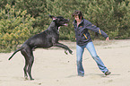 Frau mit Deutsche Dogge