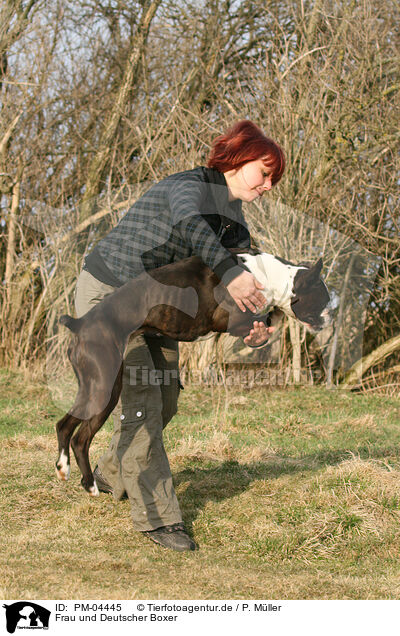 Frau und Deutscher Boxer / woman and German Boxer / PM-04445