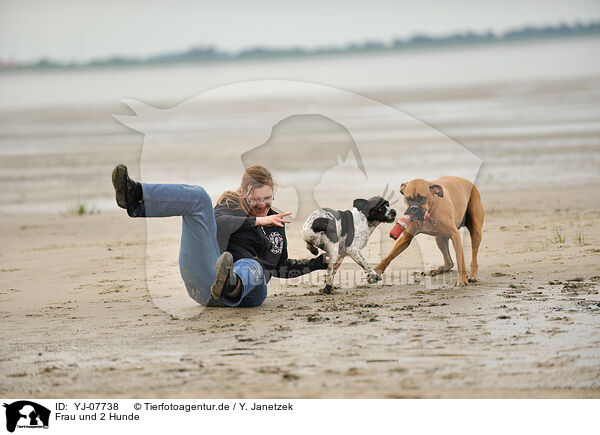 Frau und 2 Hunde / woman and 2 dogs / YJ-07738