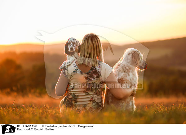 Frau und 2 English Setter / LB-01120