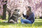 Frau mit Eurasier
