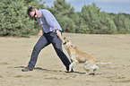 Mann mit Golden Retriever