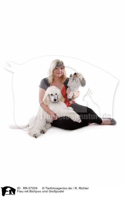 Frau mit Bichpoo und Gropudel / woman with Bichpoo and standard poodle / RR-37009