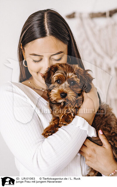 junge Frau mit jungem Havaneser / young woman with young havanese / LR-01063