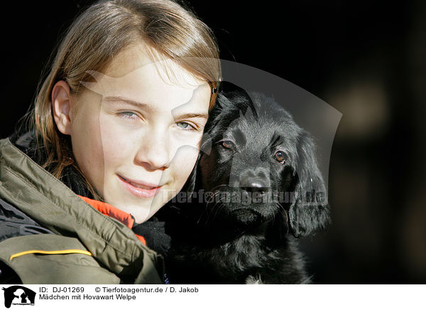 Mdchen mit Hovawart Welpe / girl with Hovawart Puppy / DJ-01269