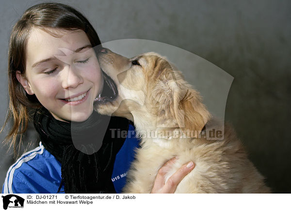 Mdchen mit Hovawart Welpe / girl with Hovawart Puppy / DJ-01271