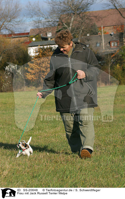 Frau mit Parson Russell Terrier Welpe / woman with Parson Russell Terrier Puppy / SS-20648