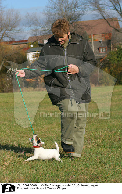 Frau mit Parson Russell Terrier Welpe / woman with Parson Russell Terrier Puppy / SS-20649