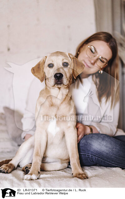 Frau und Labrador Retriever Welpe / woman and Labrador Retriever Puppy / LR-01371