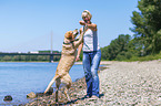 Frau mit Labrador Retriever