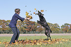 Frau mit Labrador Retriever