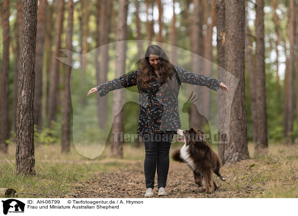 Frau und Miniature Australian Shepherd / woman and Miniature Australian Shepherd / AH-06799