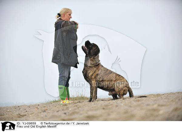 Frau und Old English Mastiff / YJ-09659