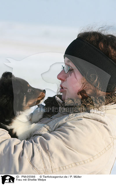 Frau mit Sheltie Welpe / woman with Shetland Sheepdog Puppy / PM-05566