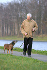Senior geht Gassi mit altem Hund