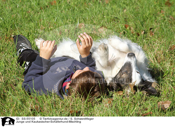 Junge und Kaukasischer-Schferhund-Mischling / SS-55105