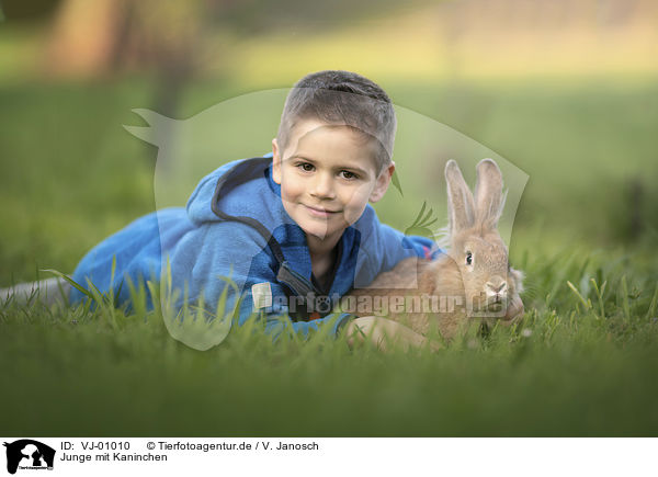 Junge mit Kaninchen / boy with rabbit / VJ-01010