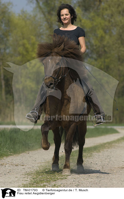 Frau reitet Aegidienberger / woman rides pony / TM-01793