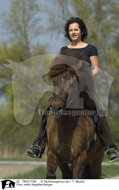 Frau reitet Aegidienberger / woman rides pony / TM-01795