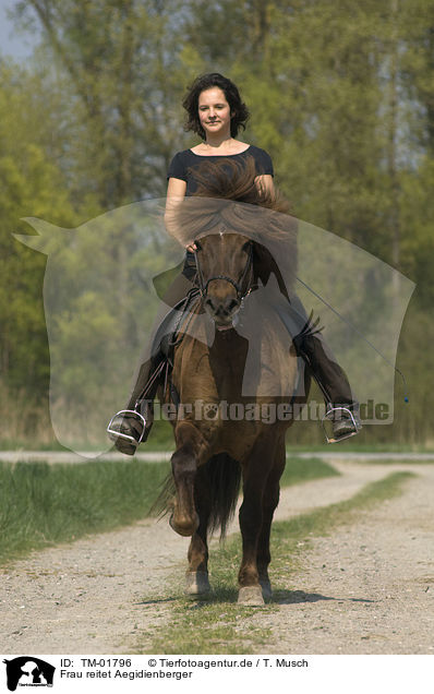 Frau reitet Aegidienberger / woman rides pony / TM-01796