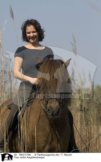 Frau reitet Aegidienberger / woman rides pony / TM-01798
