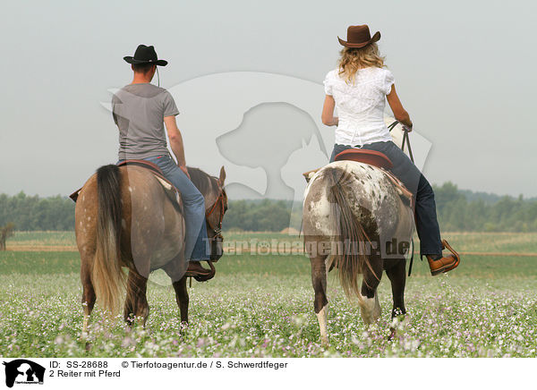 2 Reiter mit Pferd / 2 riders with horses / SS-28688