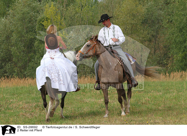 2 Reiter mit Pferd / 2 riders with horses / SS-28692
