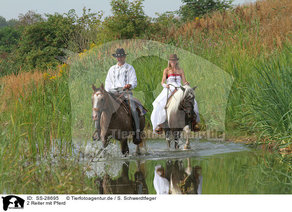 2 Reiter mit Pferd / 2 riders with horses / SS-28695