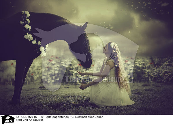 Frau und Andalusier / woman and Andalusian Horse / CDE-02745