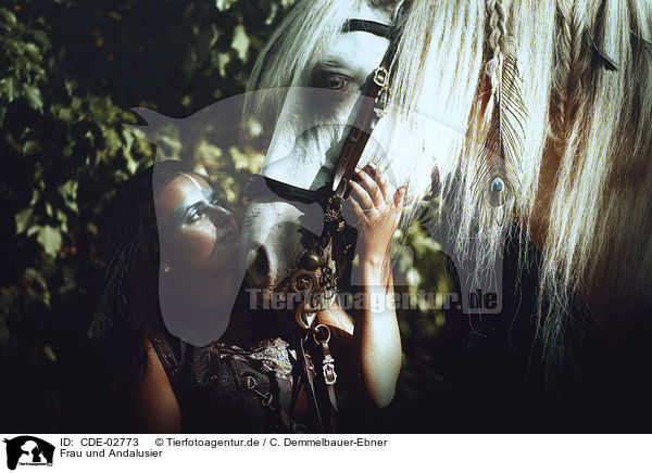 Frau und Andalusier / woman and Andalusian Horse / CDE-02773