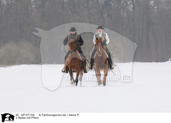 2 Reiter mit Pferd / AP-07109