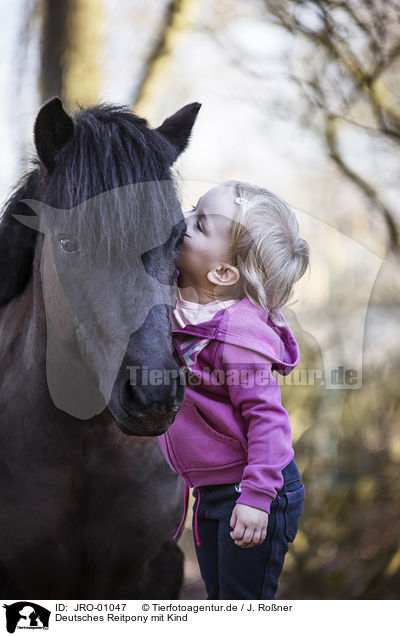 Deutsches Reitpony mit Kind / German Riding Pony with a child / JRO-01047