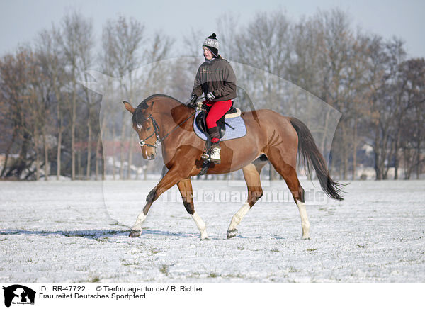 Frau reitet Deutsches Sportpferd / RR-47722