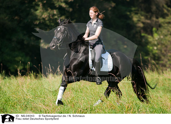 Frau reitet Deutsches Sportpferd / NS-04043
