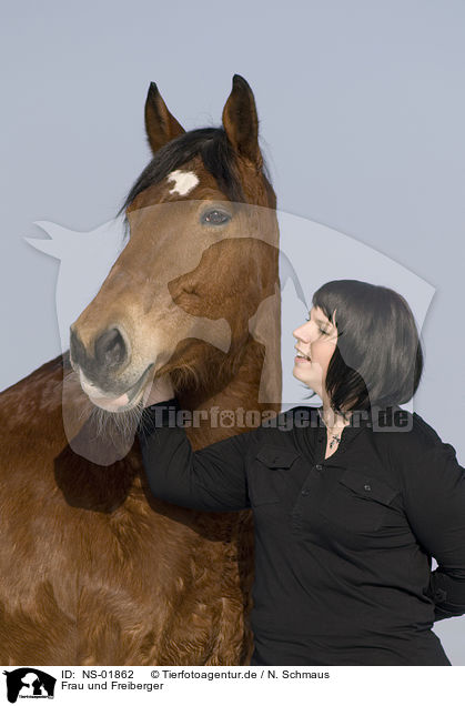 Frau und Freiberger / woman and horse / NS-01862